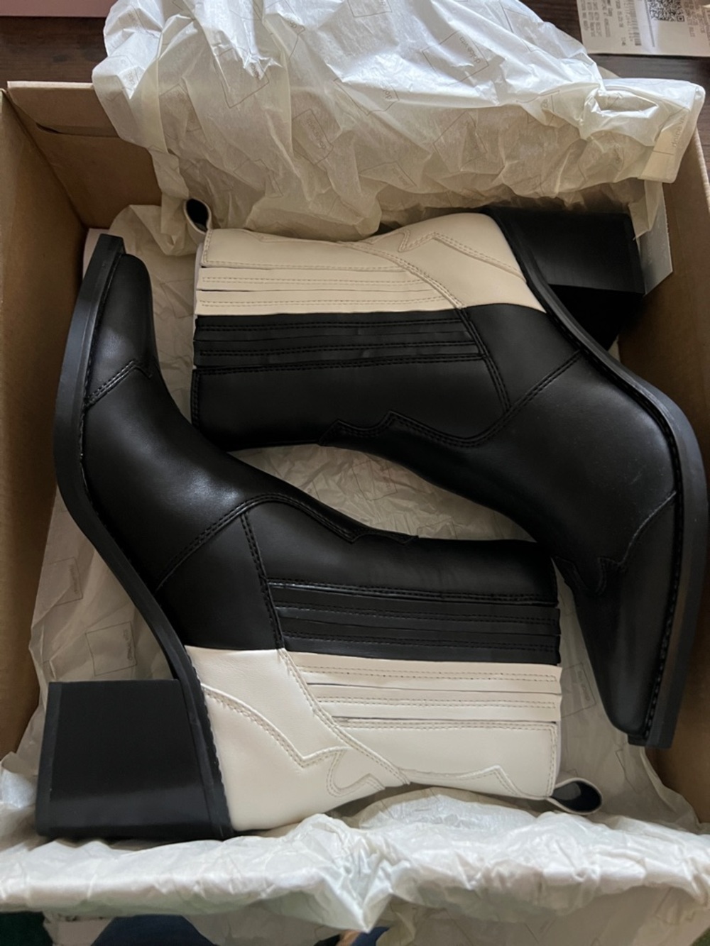 Dolce Vita Black and White Two-Tone Ankle Booties